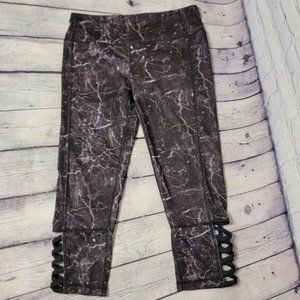 Mono B Black Marbled Workout Capri Leggings Size Large